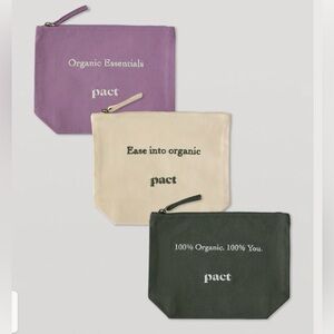 Pact Organic Cotton Going Places Travel Pouch Set 3 Pack Canvas Makeup Organizer
